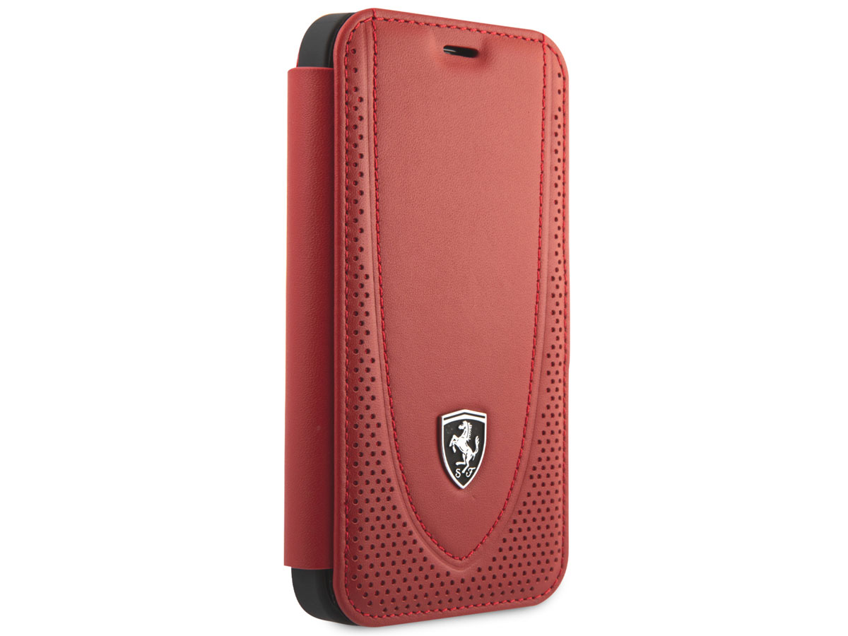 Ferrari Off Track Perforated Leather Bookcase Rood - iPhone 12 Mini Hoesje