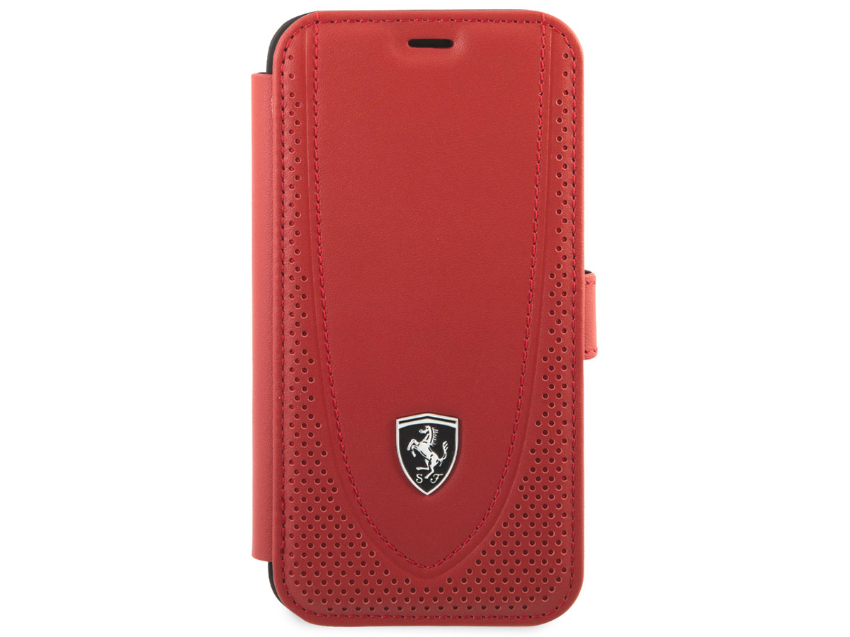 Ferrari Off Track Perforated Leather Bookcase Rood - iPhone 12 Mini Hoesje