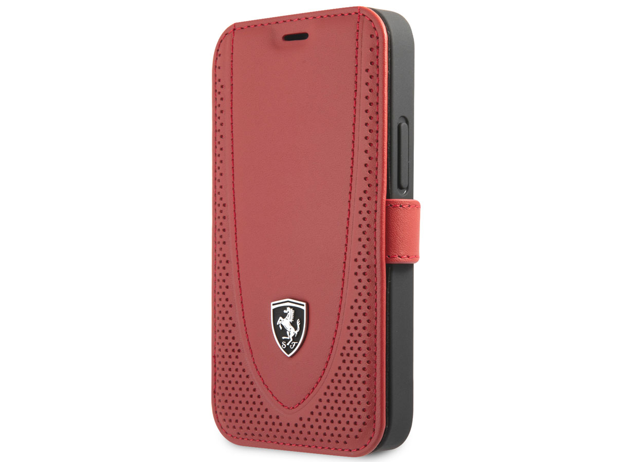 Ferrari Off Track Perforated Leather Bookcase Rood - iPhone 12 Mini Hoesje