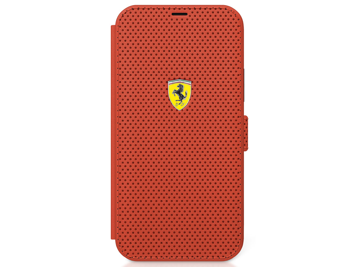 Ferrari On Track Perforated Bookcase Rood - iPhone 12 Mini Hoesje