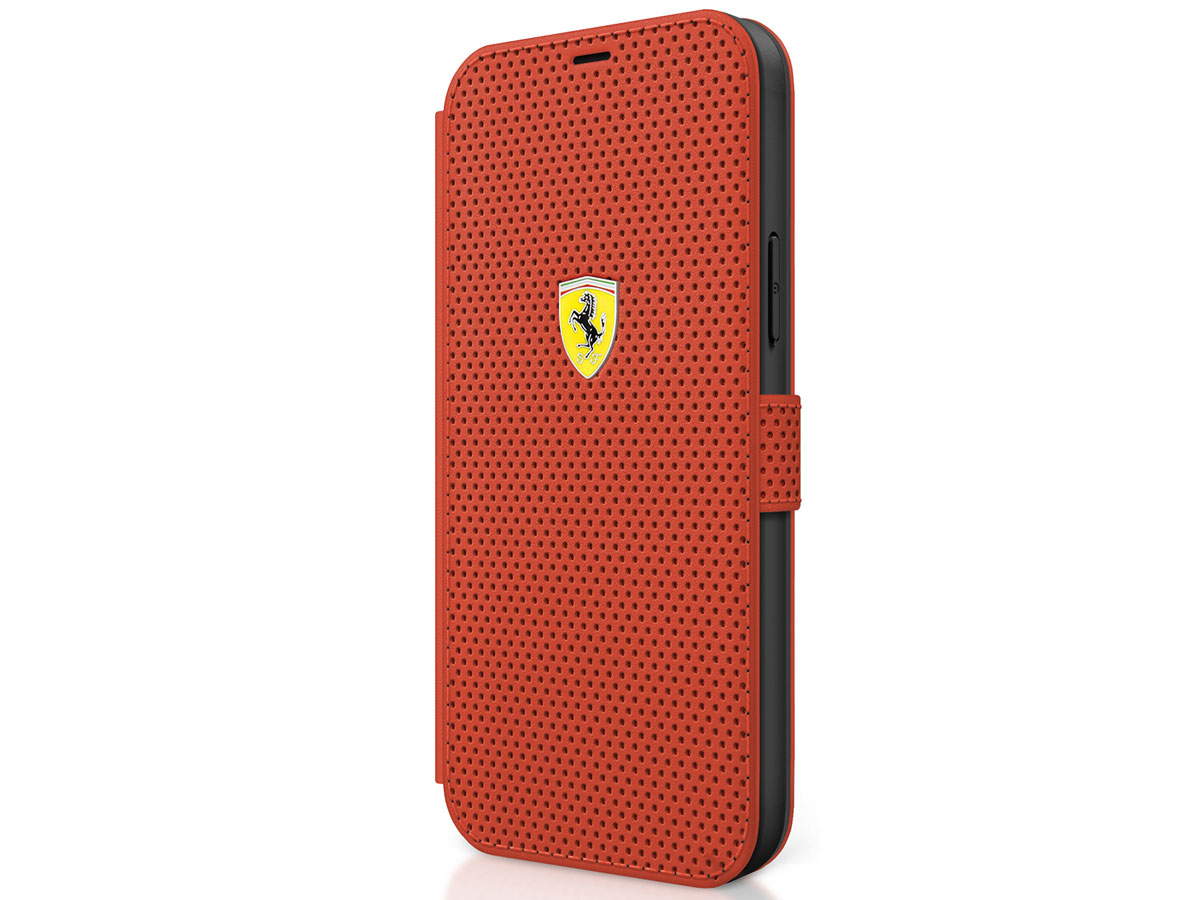 Ferrari On Track Perforated Bookcase Rood - iPhone 12 Mini Hoesje