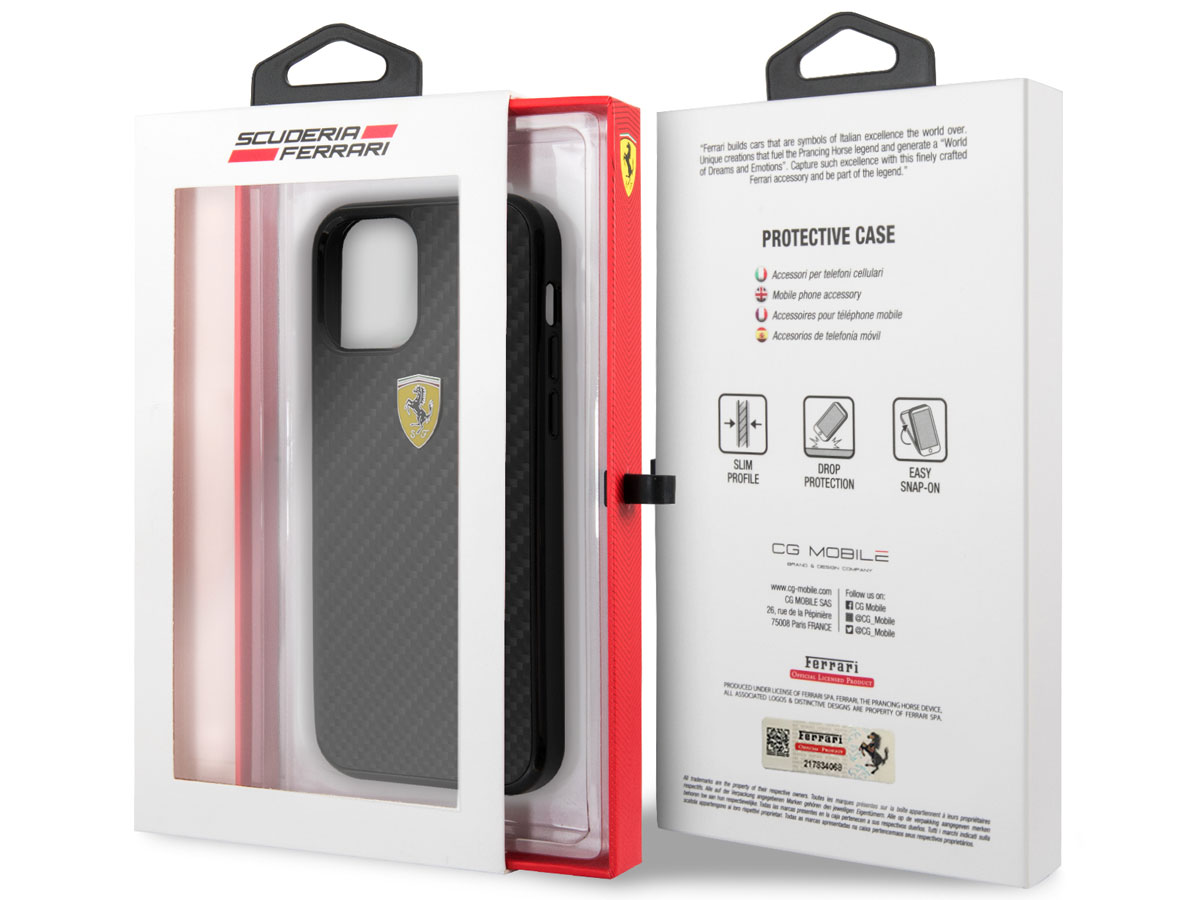 Ferrari Carbon Hard Case Zwart - iPhone 12 Mini Hoesje