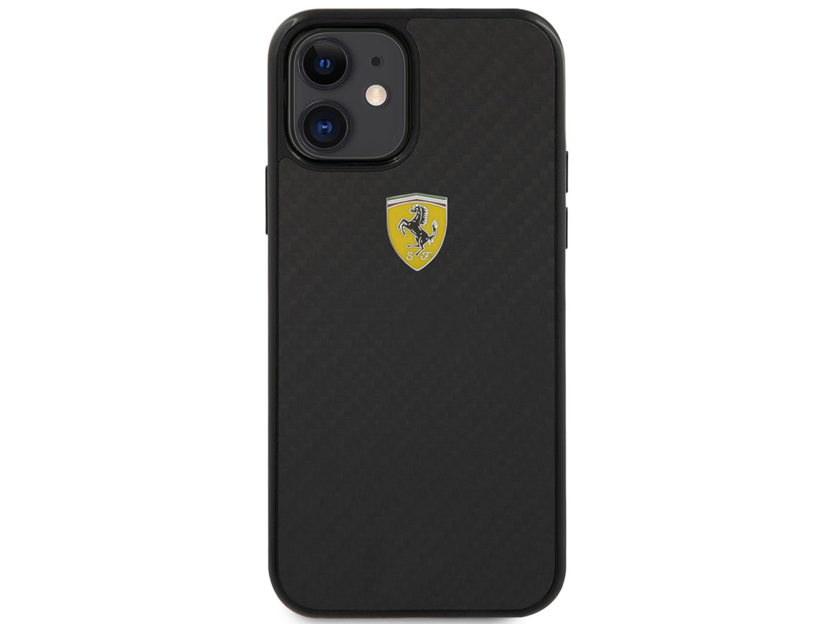 Ferrari Carbon Hard Case Zwart - iPhone 12 Mini Hoesje