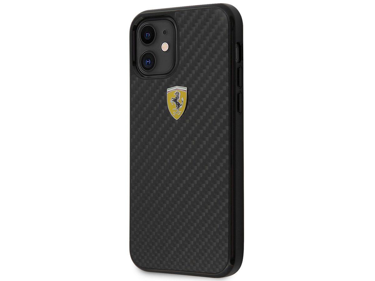 Ferrari Carbon Hard Case Zwart - iPhone 12 Mini Hoesje