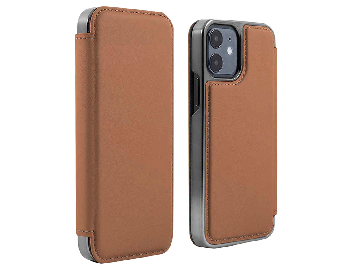 Greenwich Blake Leather Folio Saddle - iPhone 12 Mini Hoesje