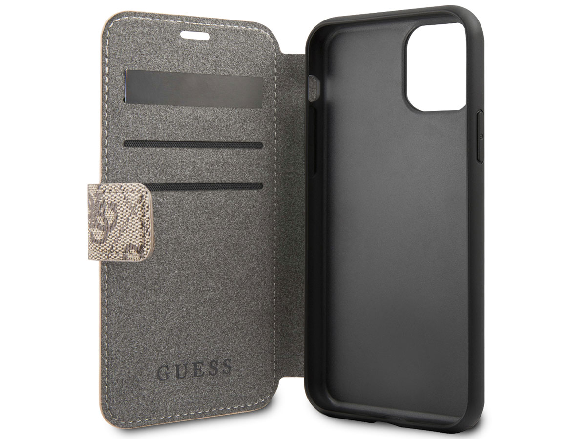 Guess 4G Monogram Bookcase Bruin - iPhone 12 Mini hoesje