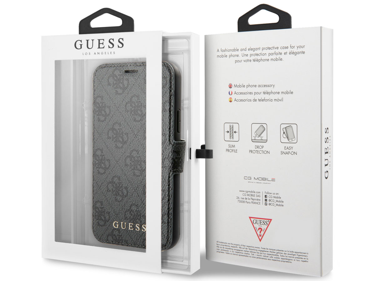 Guess 4G Monogram Bookcase Grijs - iPhone 12 Mini hoesje