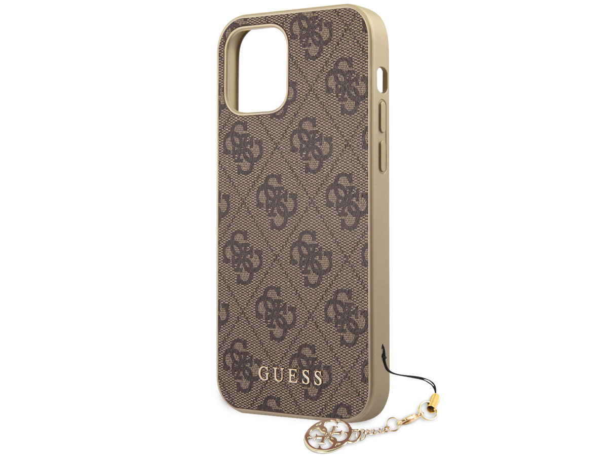 Guess 4G Monogram Charm Case Bruin - iPhone 12 Mini hoesje