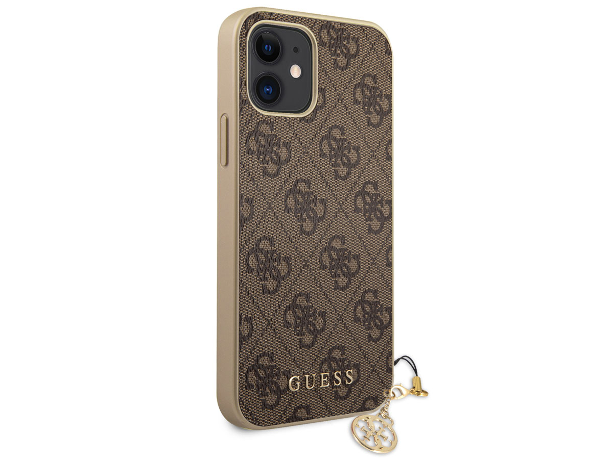 Guess 4G Monogram Charm Case Bruin - iPhone 12 Mini hoesje