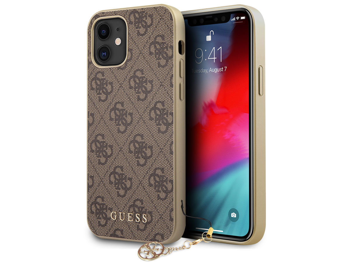 Guess 4G Monogram Charm Case Bruin - iPhone 12 Mini hoesje