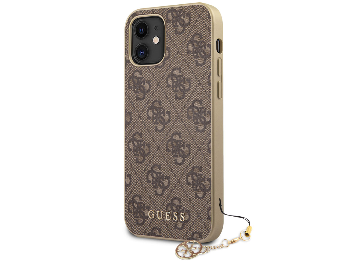 Guess 4G Monogram Charm Case Bruin - iPhone 12 Mini hoesje