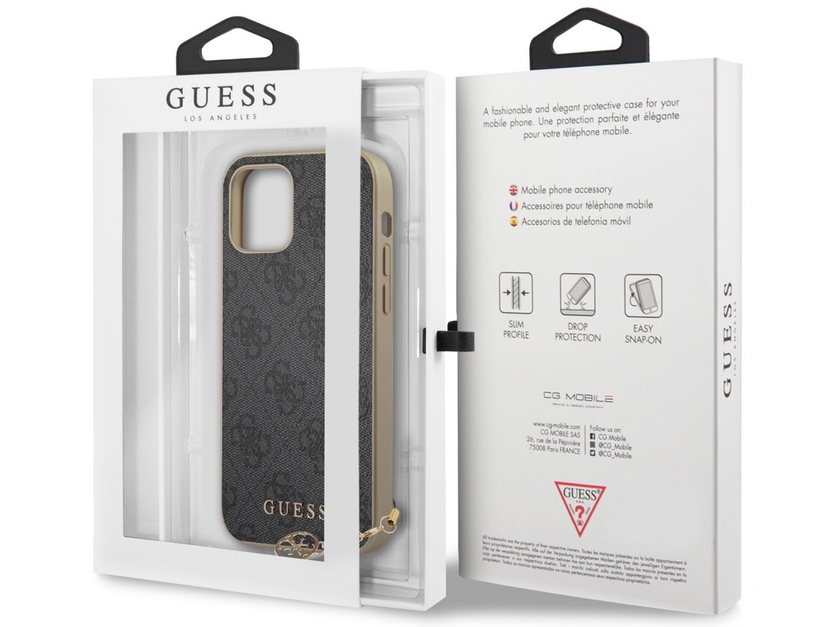 Guess 4G Monogram Charm Case Grijs - iPhone 12 Mini hoesje