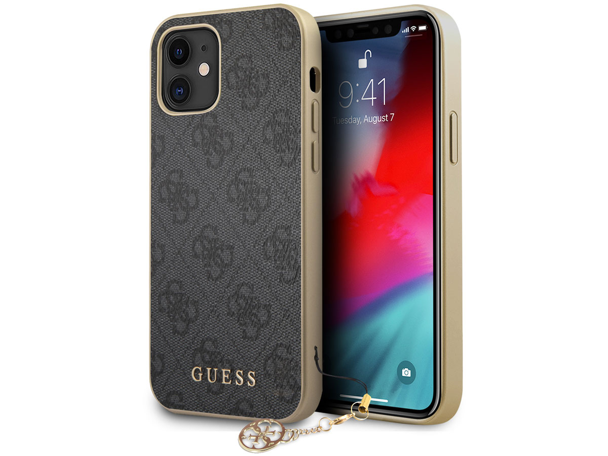 Guess 4G Monogram Charm Case Grijs - iPhone 12 Mini hoesje