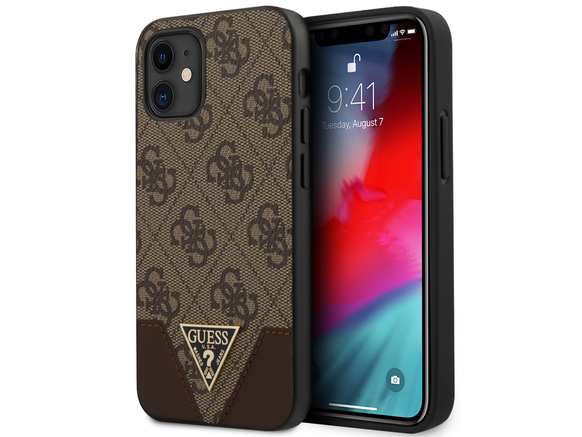 Guess 4G Triangle Case Bruin - iPhone 12 Mini hoesje