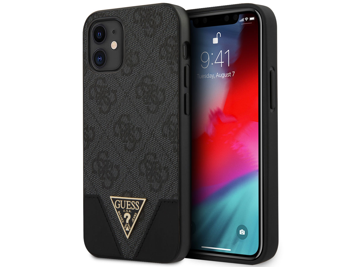 Guess 4G Triangle Case Grijs - iPhone 12 Mini hoesje