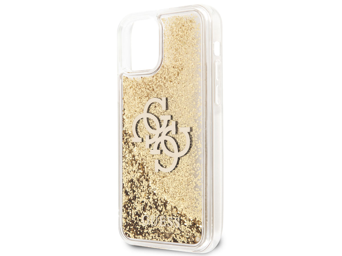 Guess Big 4G Liquid Glitter Case Goud - iPhone 12 Mini hoesje