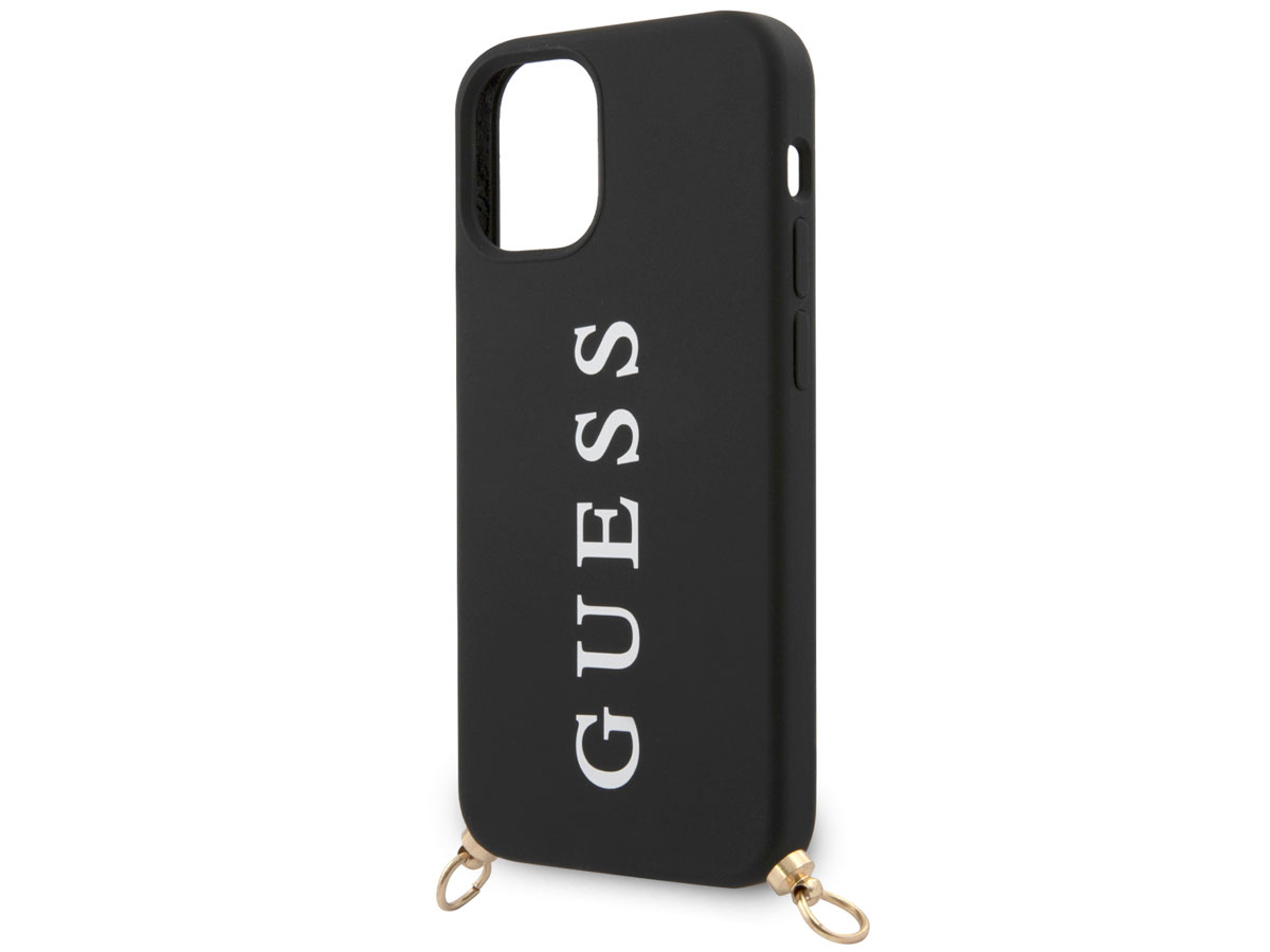 Guess Logo Necklace Case Zwart - iPhone 12 Mini hoesje