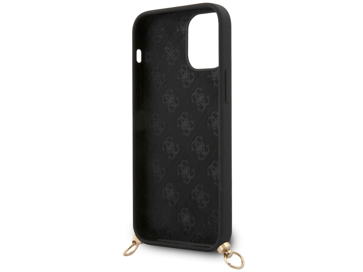 Guess Logo Necklace Case Zwart - iPhone 12 Mini hoesje