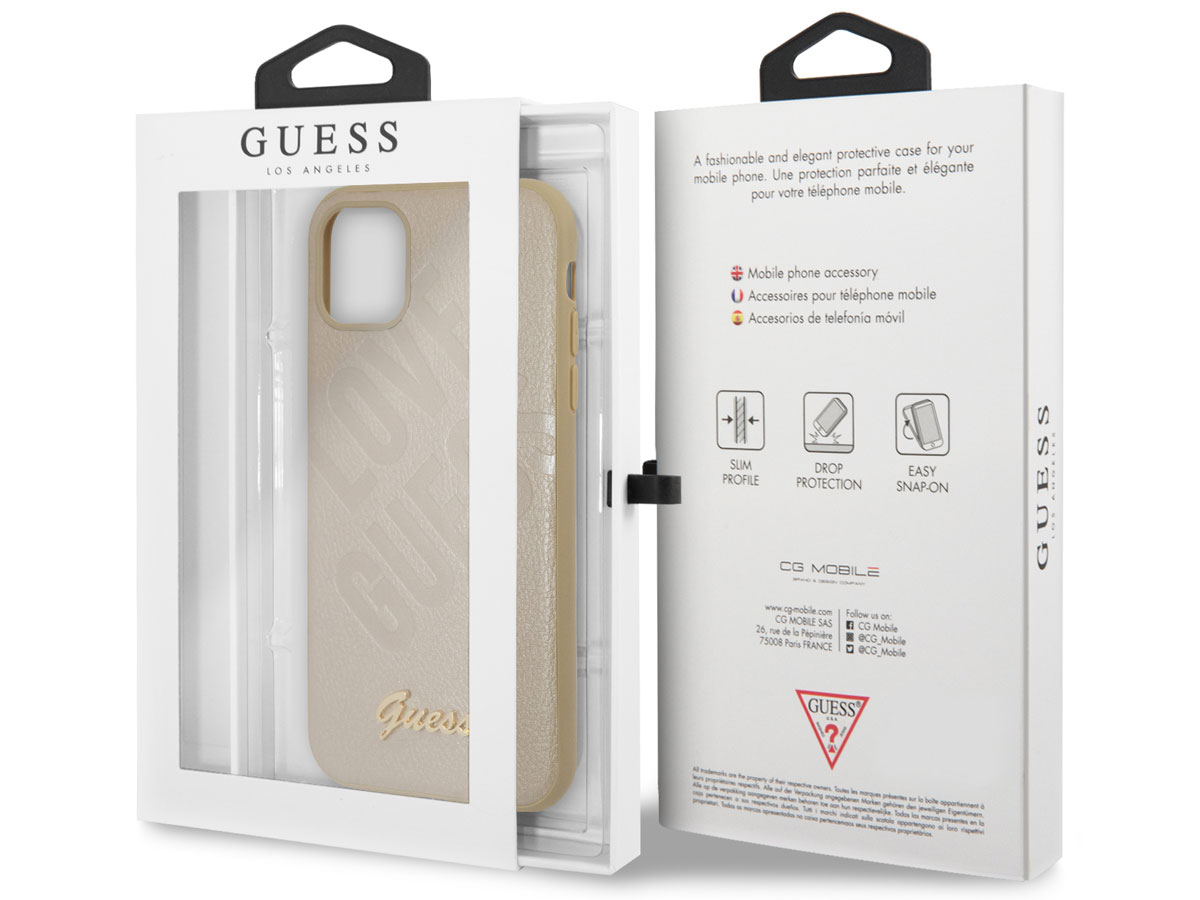 Guess Love Script Case Goud - iPhone 12 Mini hoesje