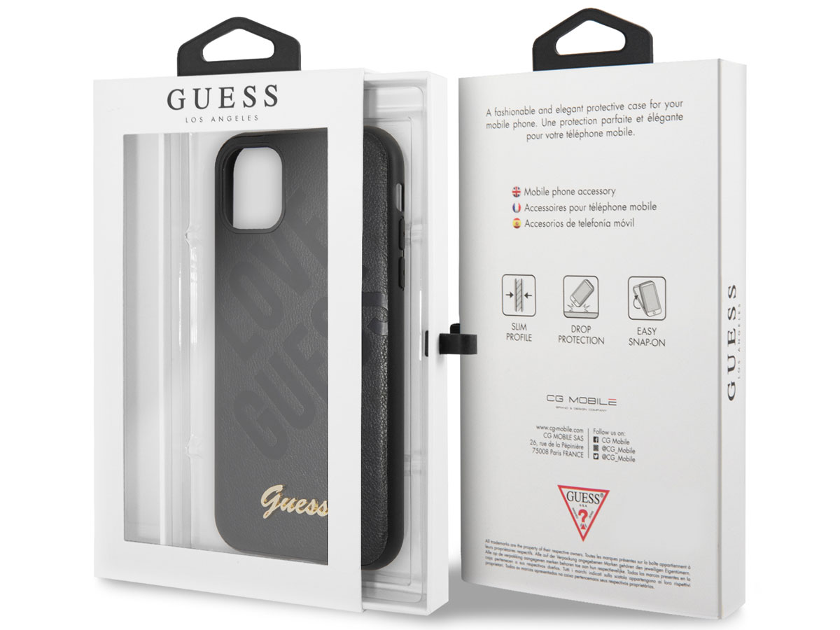 Guess Love Script Case Zwart - iPhone 12 Mini hoesje