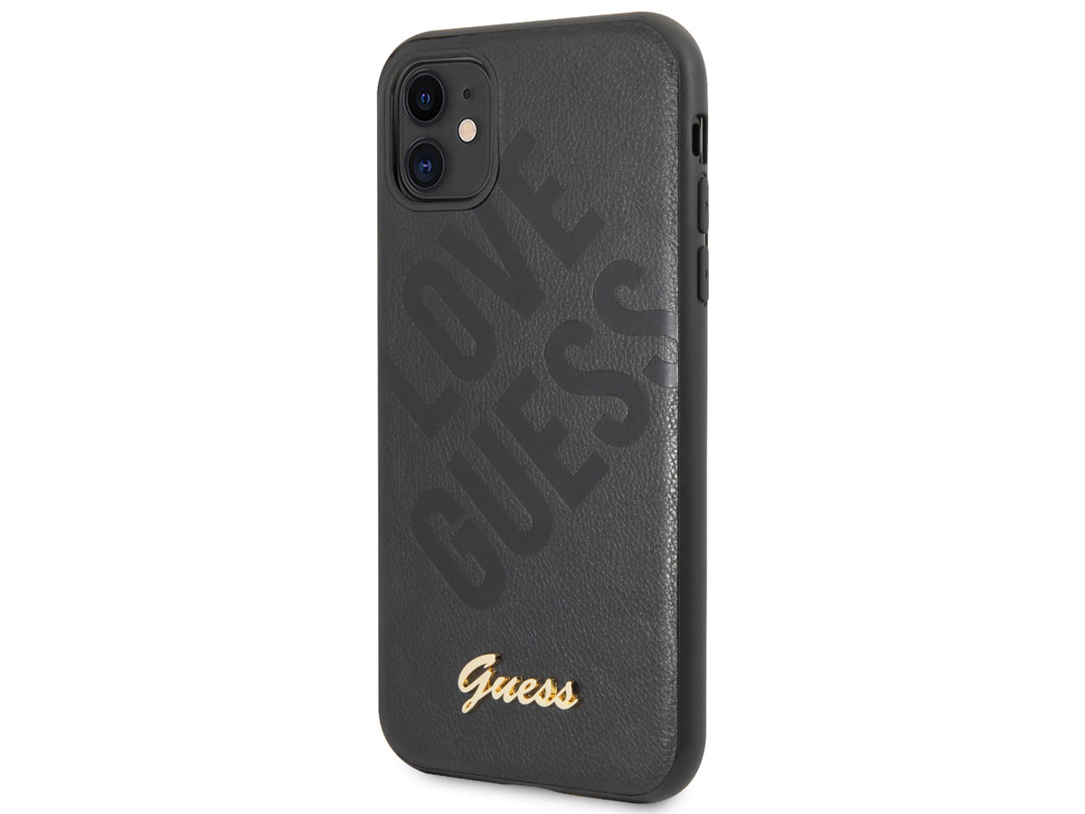 Guess Love Script Case Zwart - iPhone 12 Mini hoesje