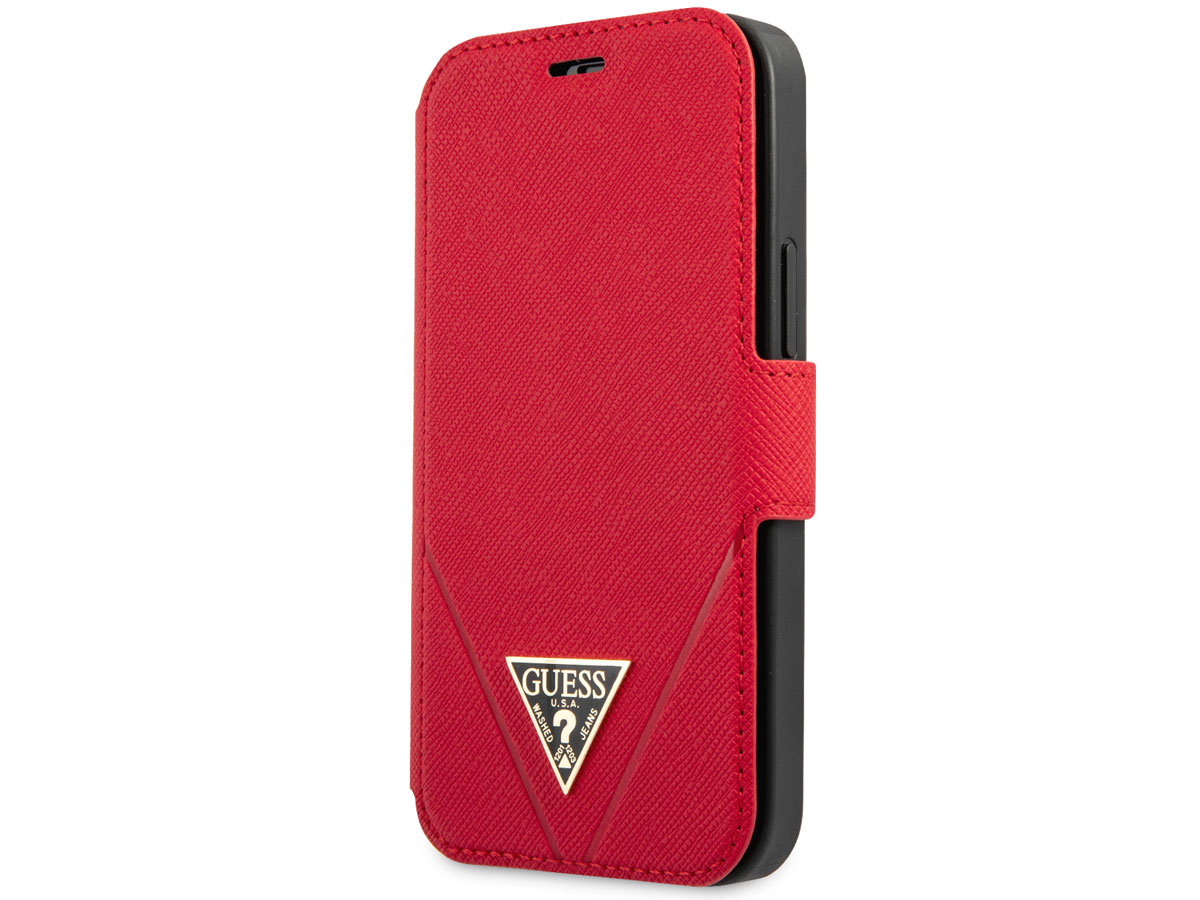 herhaling Verrassend genoeg complexiteit Guess Saffiano BookCase Rood iPhone 12 Mini hoesje