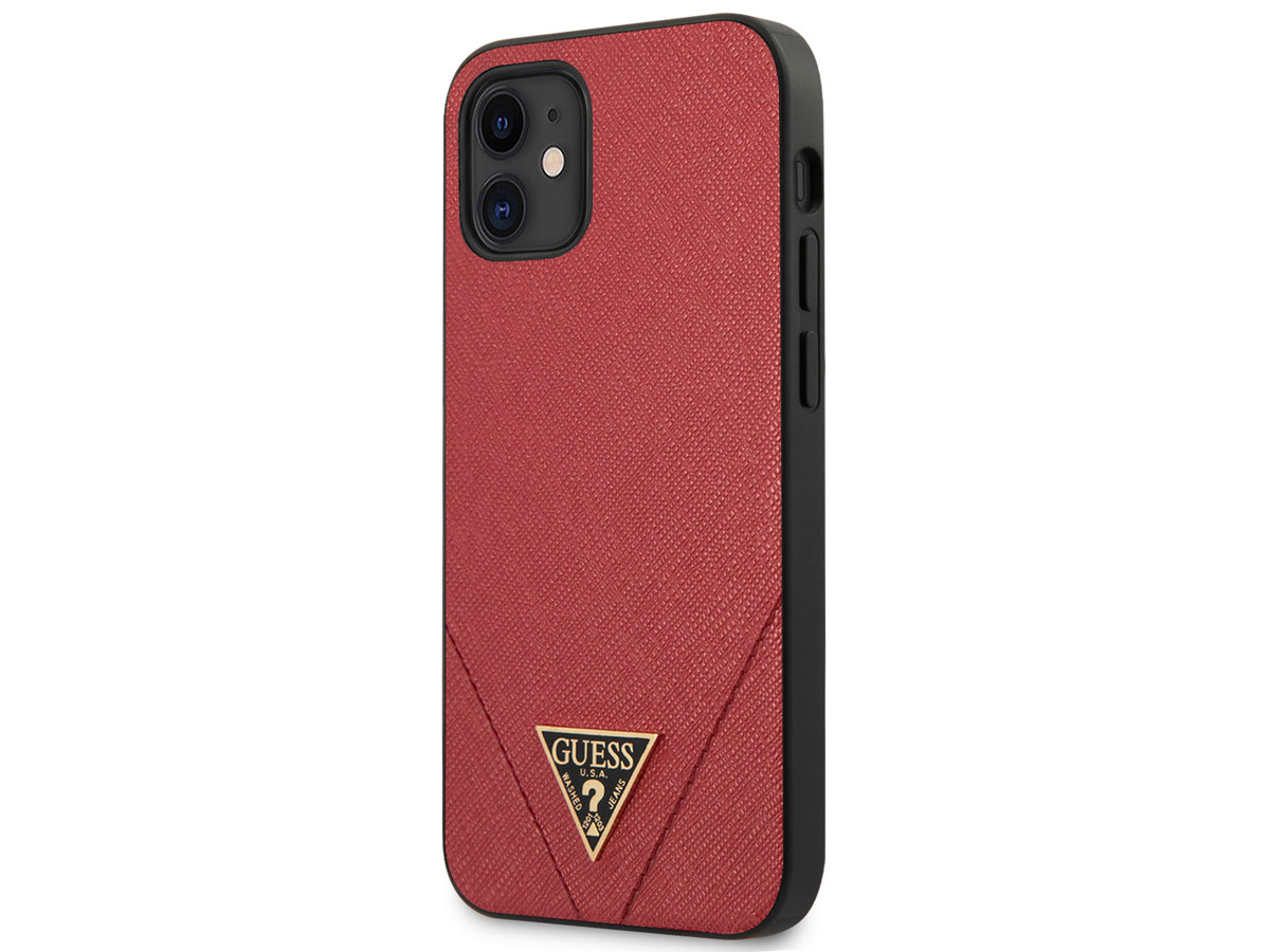 Guess Saffiano Case Rood - iPhone 12 Mini hoesje