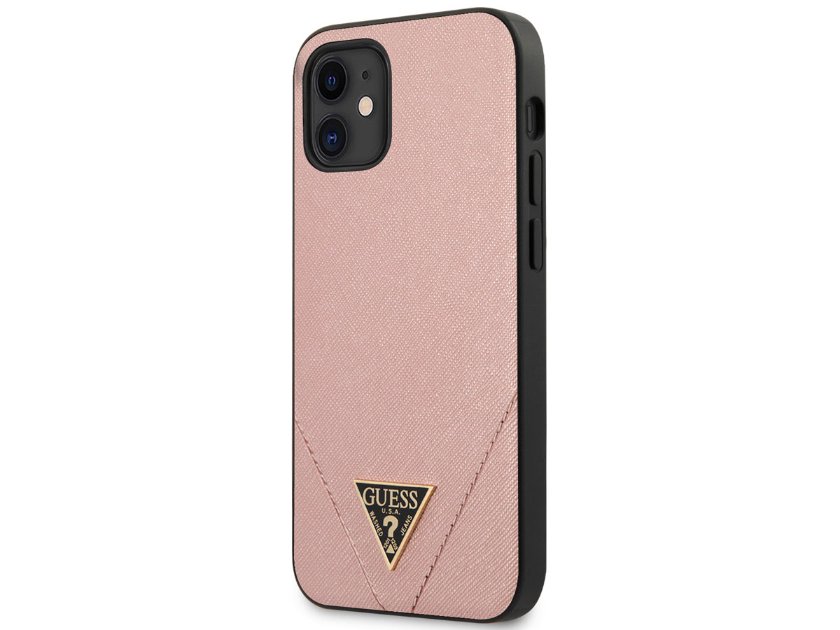 Blijkbaar Valkuilen Symmetrie Guess Saffiano Case Roze | iPhone 12 Mini hoesje