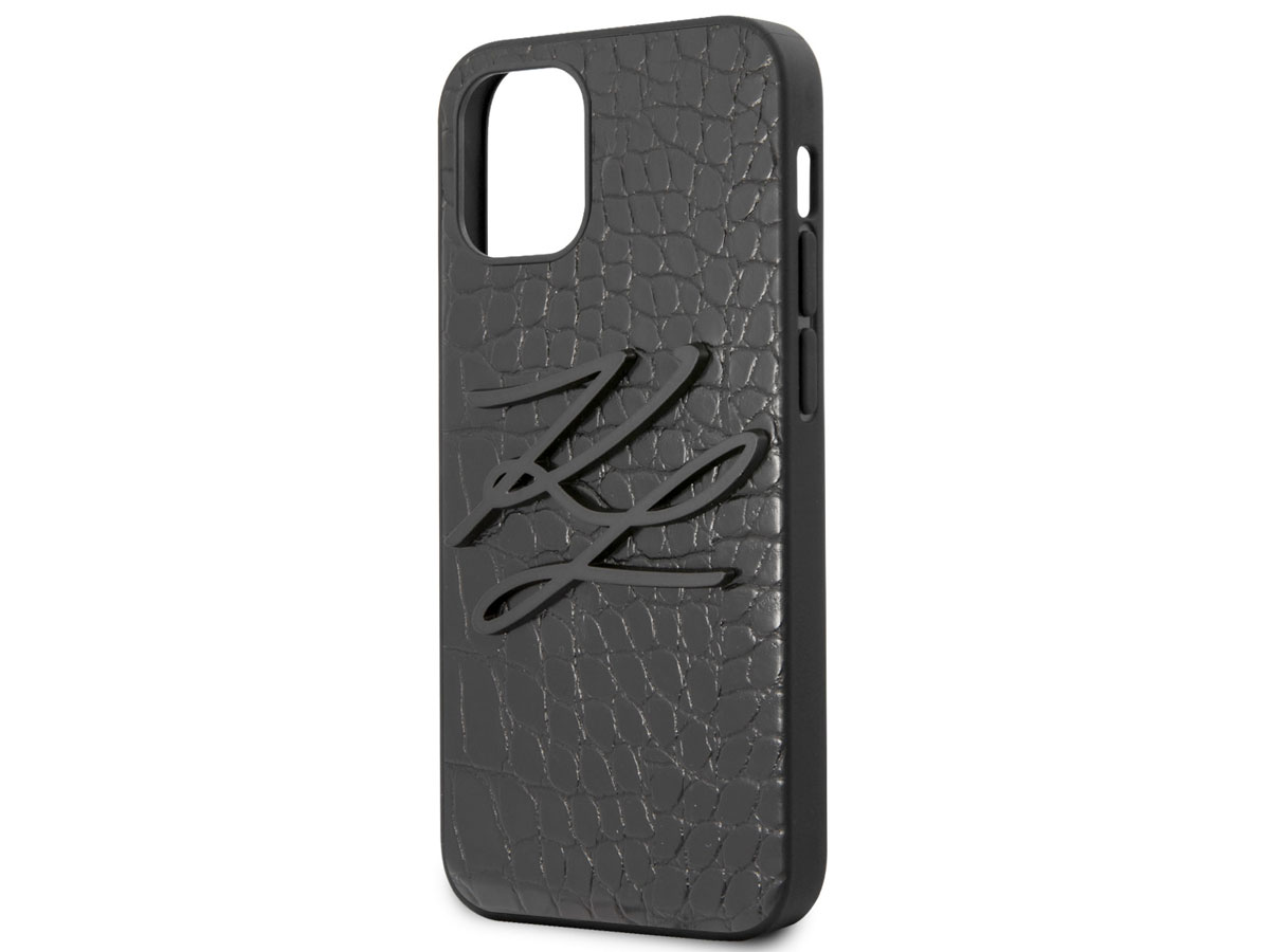 Karl Lagerfeld Initials Case Croco - iPhone 12 Mini hoesje