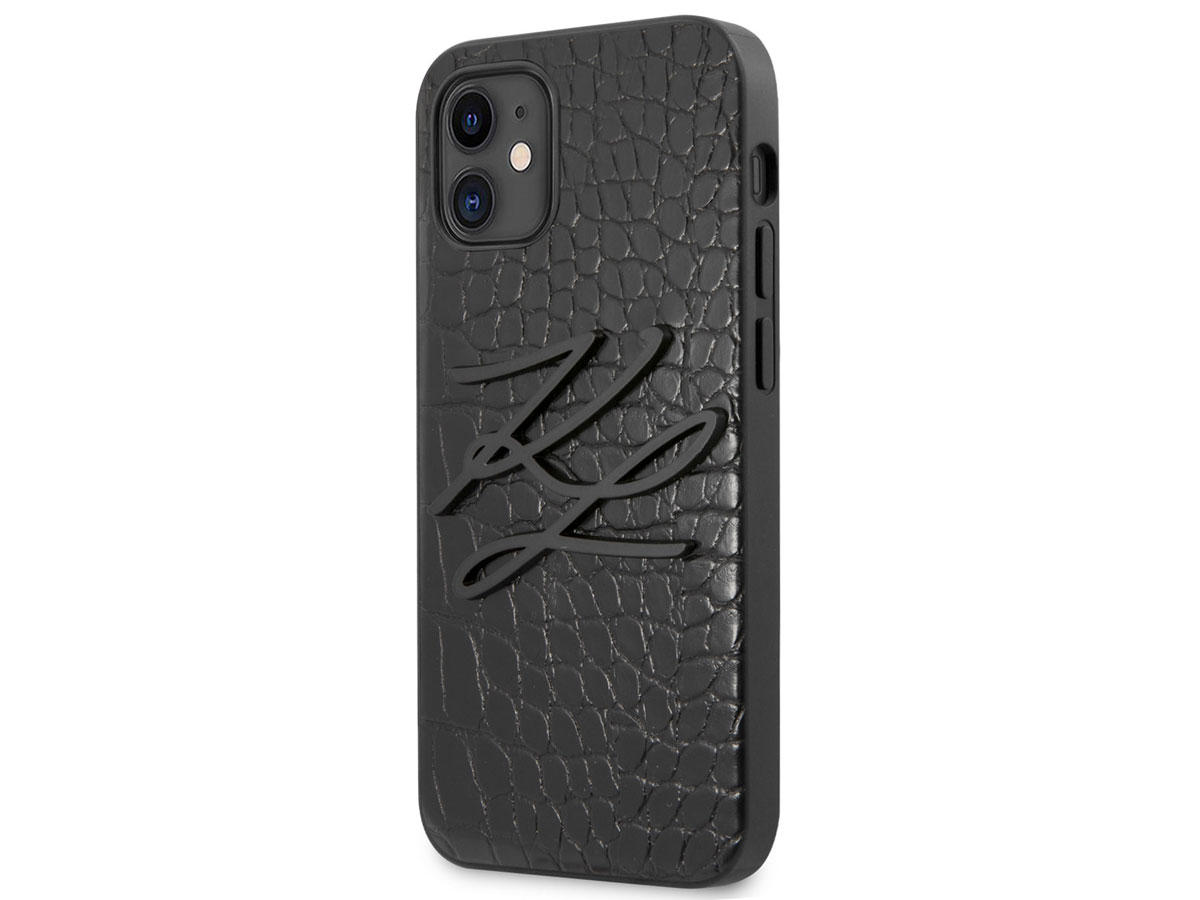 Karl Lagerfeld Initials Case Croco - iPhone 12 Mini hoesje