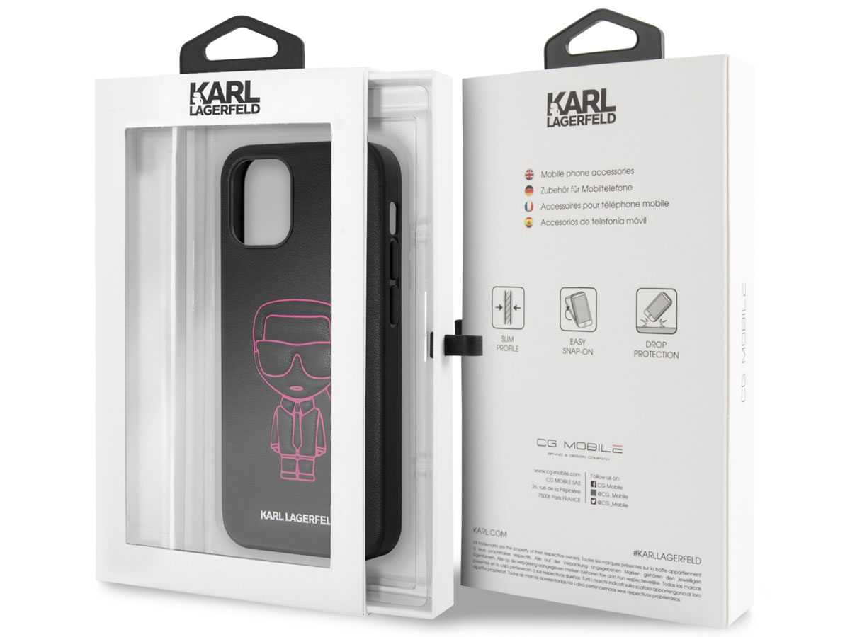 Karl Lagerfeld Ikonik Outline Case Roze - iPhone 12 Mini hoesje