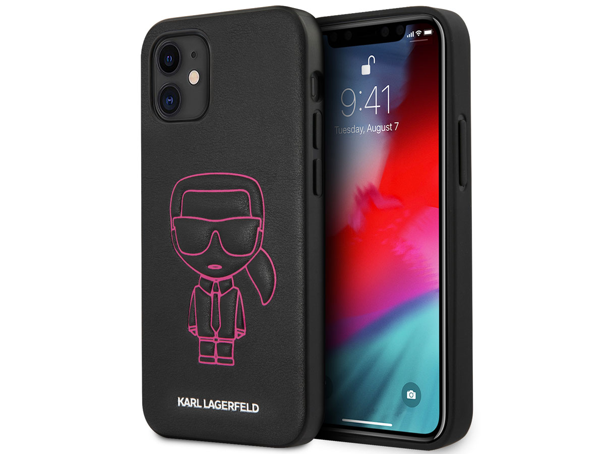 Karl Lagerfeld Ikonik Outline Case Roze - iPhone 12 Mini hoesje