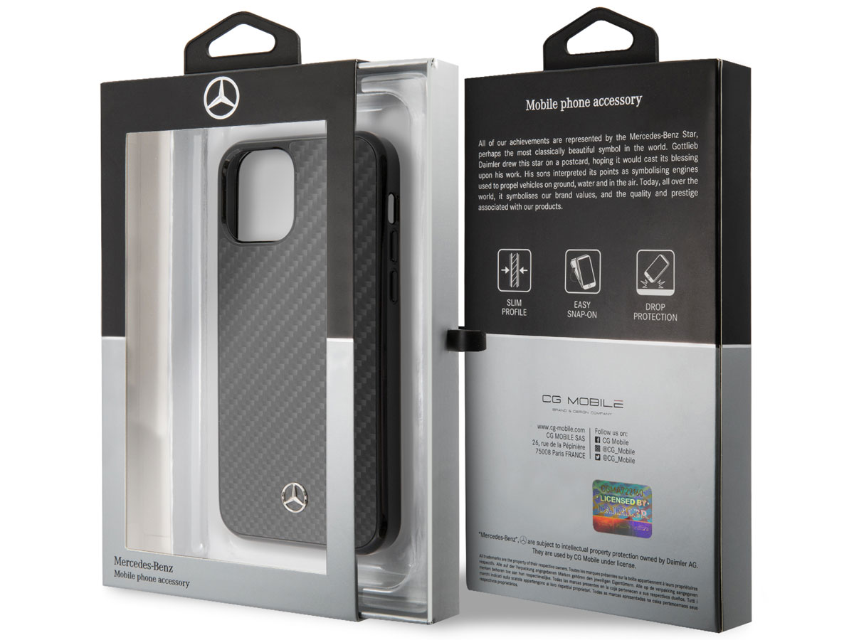 Mercedes-Benz Carbon Fiber Case - iPhone 12 Mini hoesje