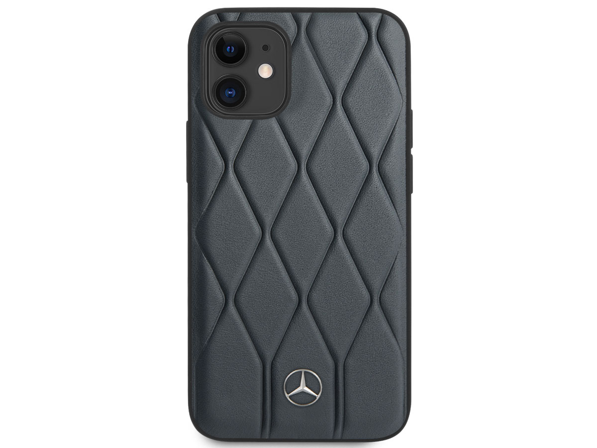 Mercedes-Benz Wave Line Leather Case Blauw - iPhone 12 Mini hoesje