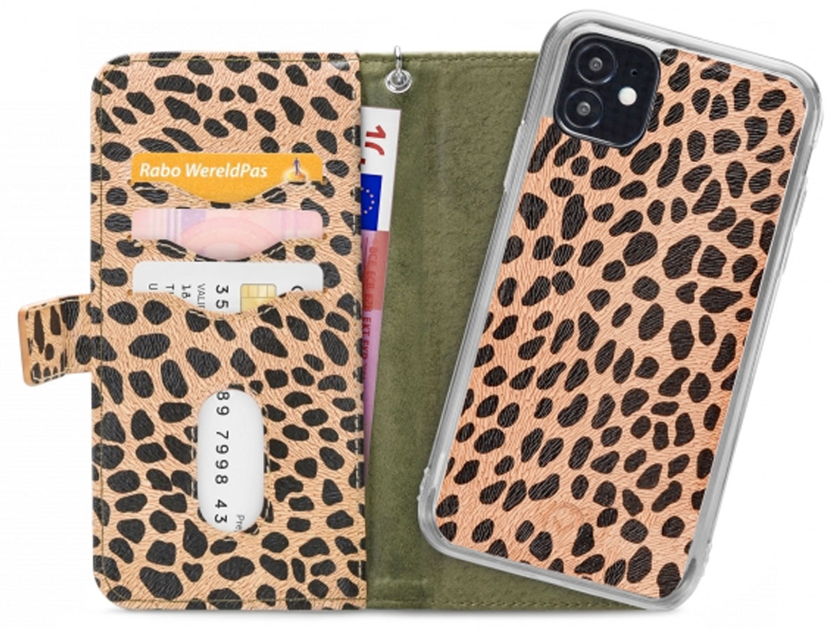 Mobilize 2in1 Magnet Zipper Case Green Leopard - iPhone 12 Mini hoesje