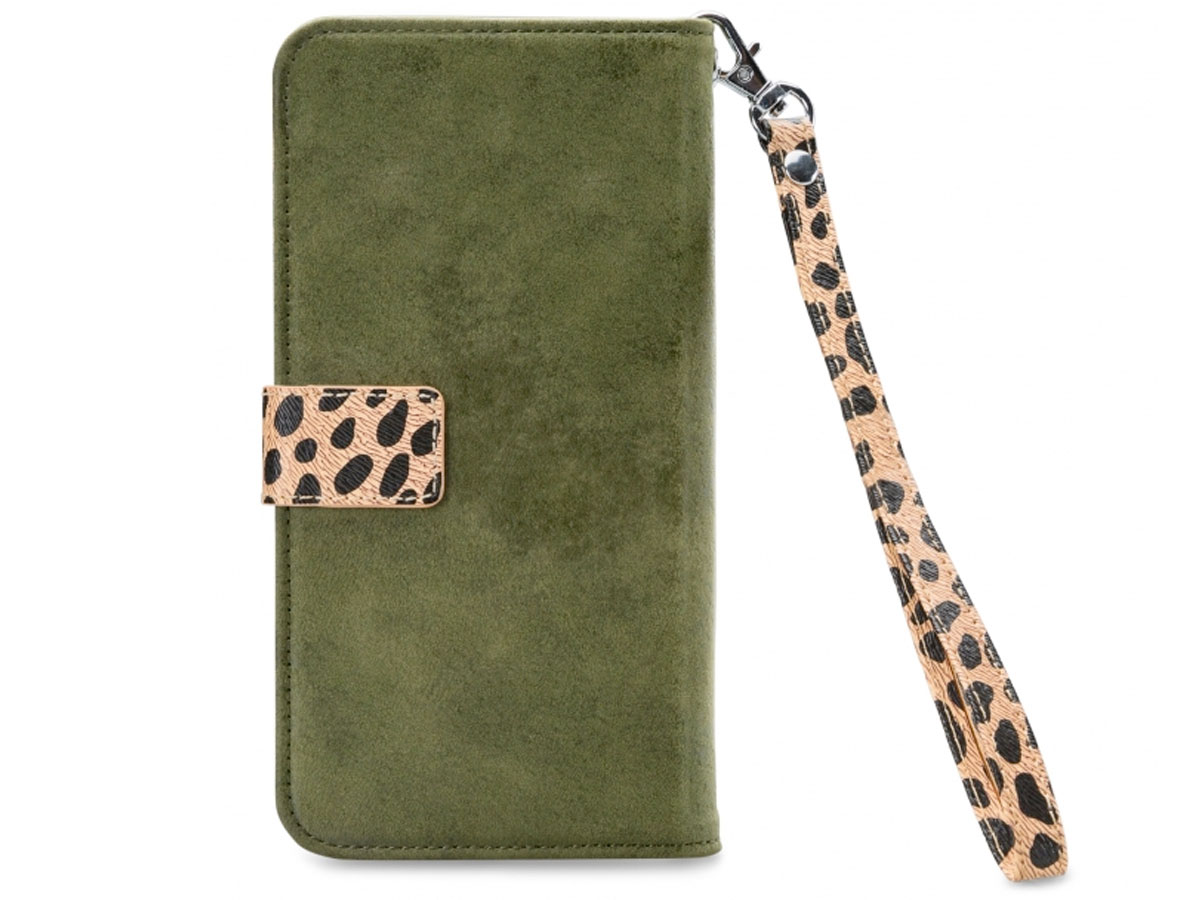 Mobilize 2in1 Magnet Zipper Case Green Leopard - iPhone 12 Mini hoesje