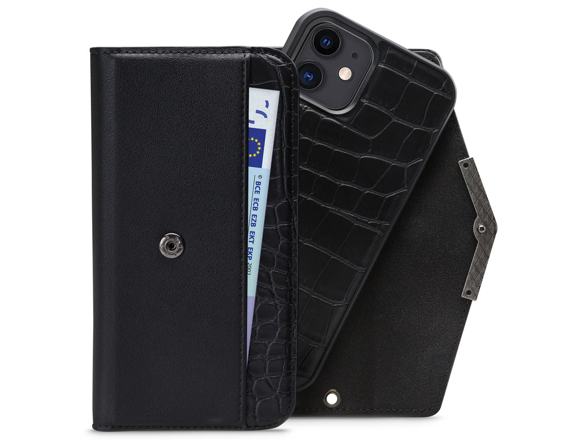 Mobilize Elegant Magnet Clutch Black Croco - iPhone 12 Mini hoesje