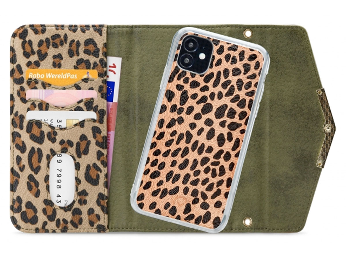 Mobilize Elegant Magnet Clutch Green Leopard - iPhone 12 Mini hoesje