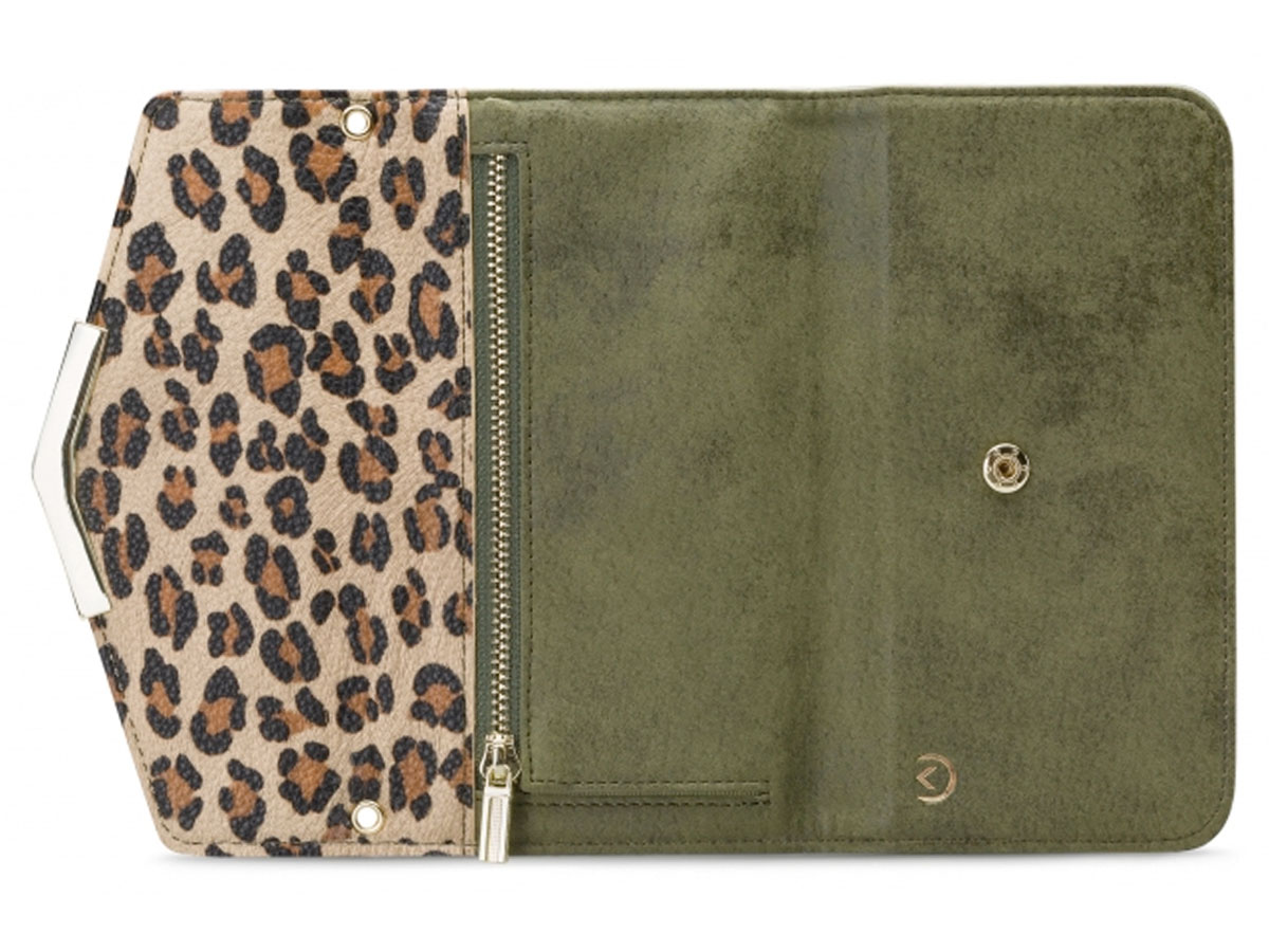 Mobilize Elegant Magnet Clutch Green Leopard - iPhone 12 Mini hoesje