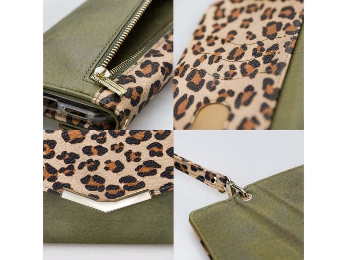 Mobilize Elegant Magnet Clutch Green Leopard - iPhone 12 Mini hoesje