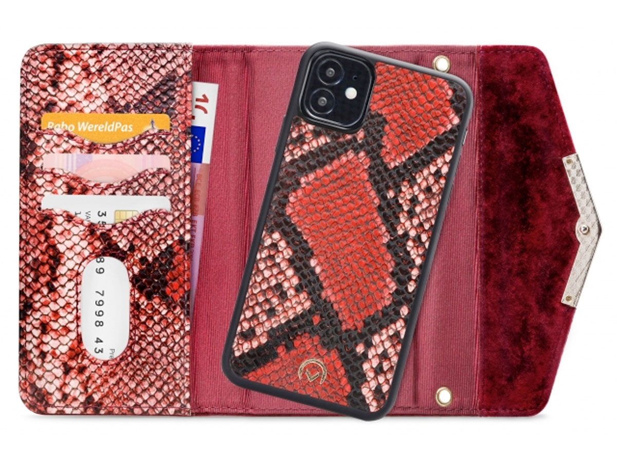 Mobilize Elegant Magnet Clutch Red Snake - iPhone 12 Mini Hoesje