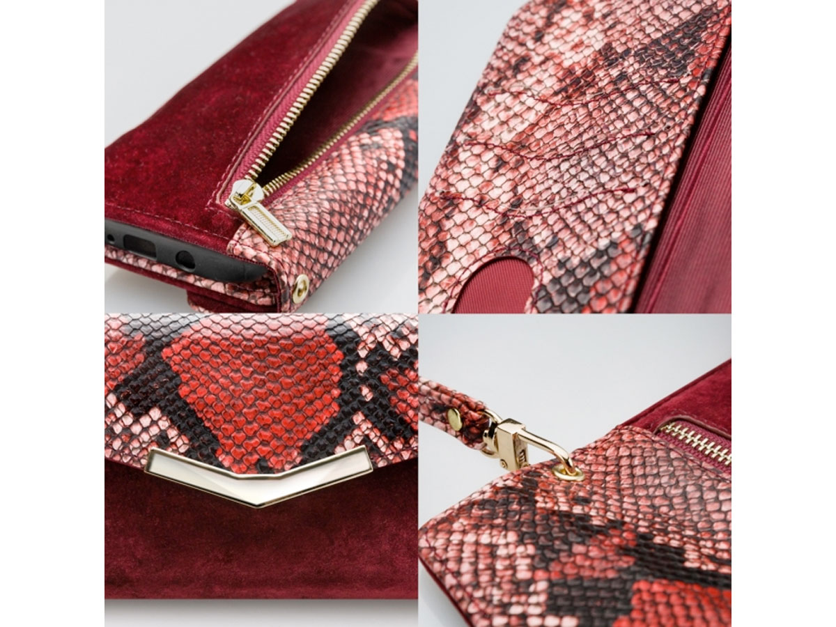 Mobilize Elegant Magnet Clutch Red Snake - iPhone 12 Mini Hoesje