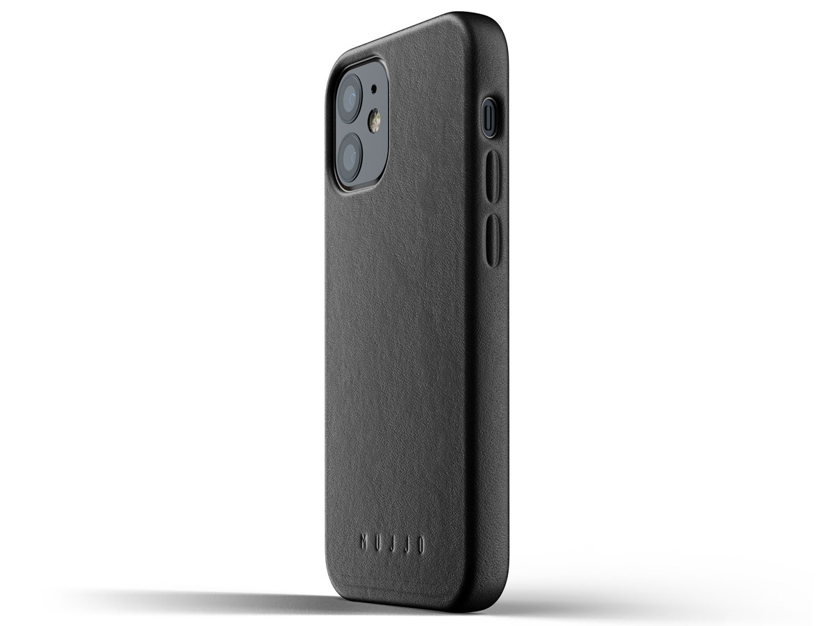 Mujjo Full Leather Case Zwart - iPhone 12 Mini Hoesje Leer