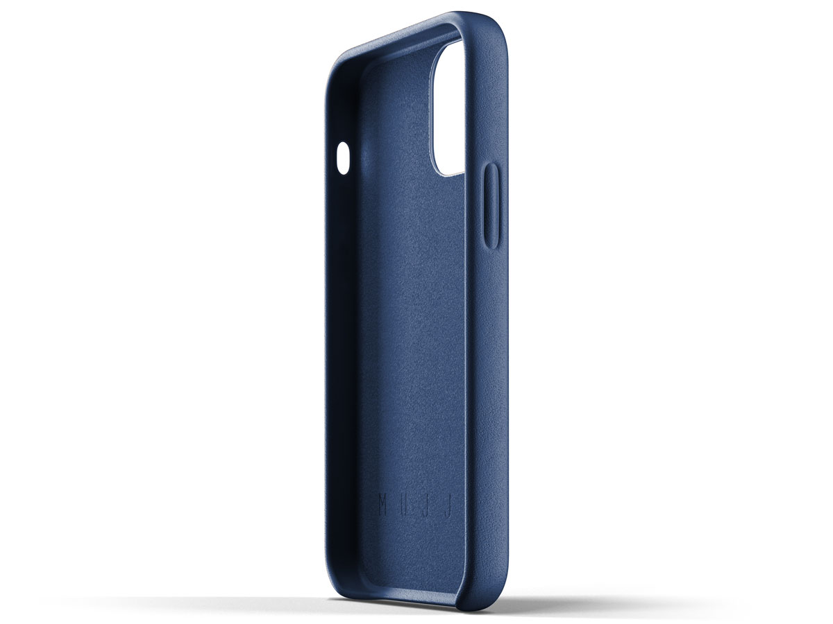 Mujjo Full Leather Wallet Case Blauw - iPhone 12 Mini Hoesje Leer