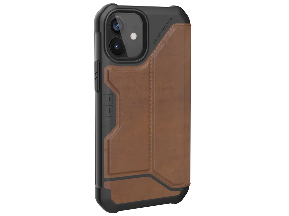 Urban Armor Gear Metropolis Leather Bruin - iPhone 12 Mini hoesje