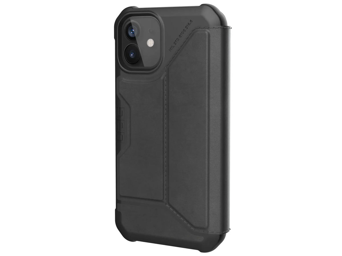 Urban Armor Gear Metropolis Leather Zwart - iPhone 12 Mini hoesje