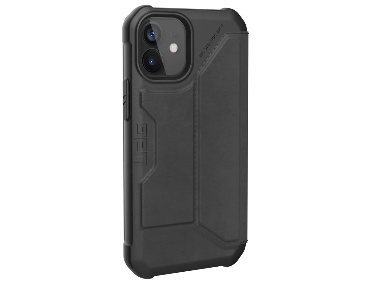 Urban Armor Gear Metropolis Leather Zwart - iPhone 12 Mini hoesje