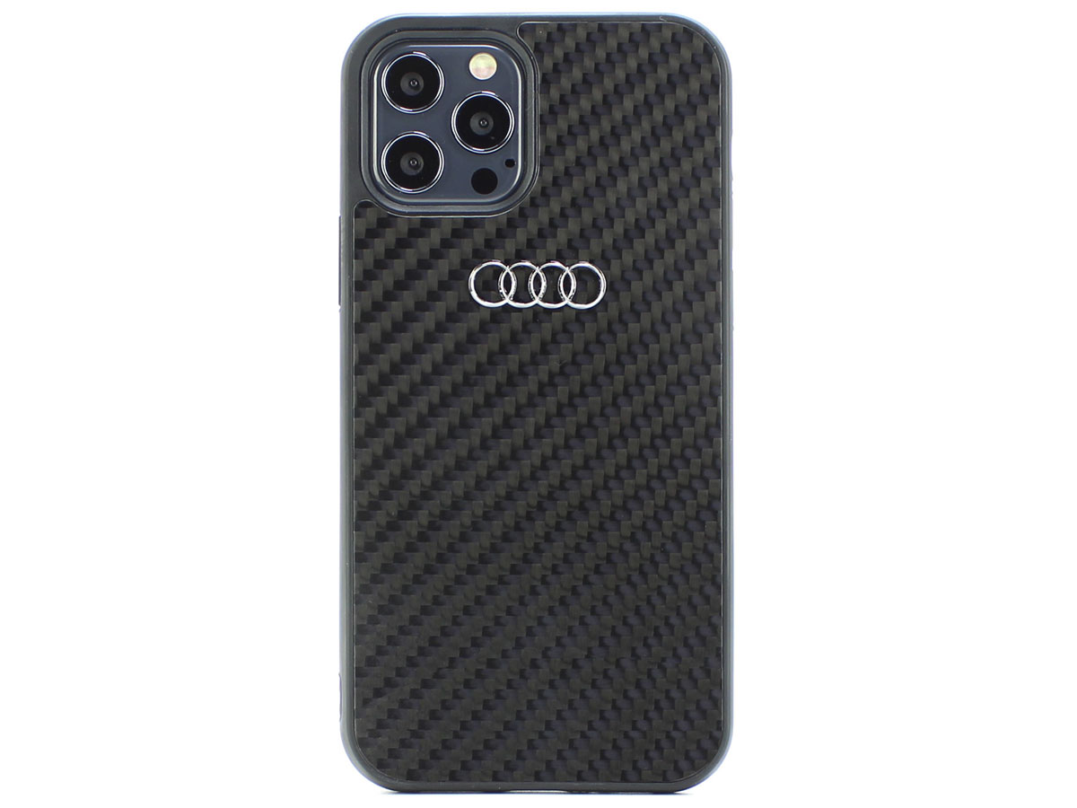 Audi Carbon-Fiber Case Zwart - iPhone 12/12 Pro hoesje