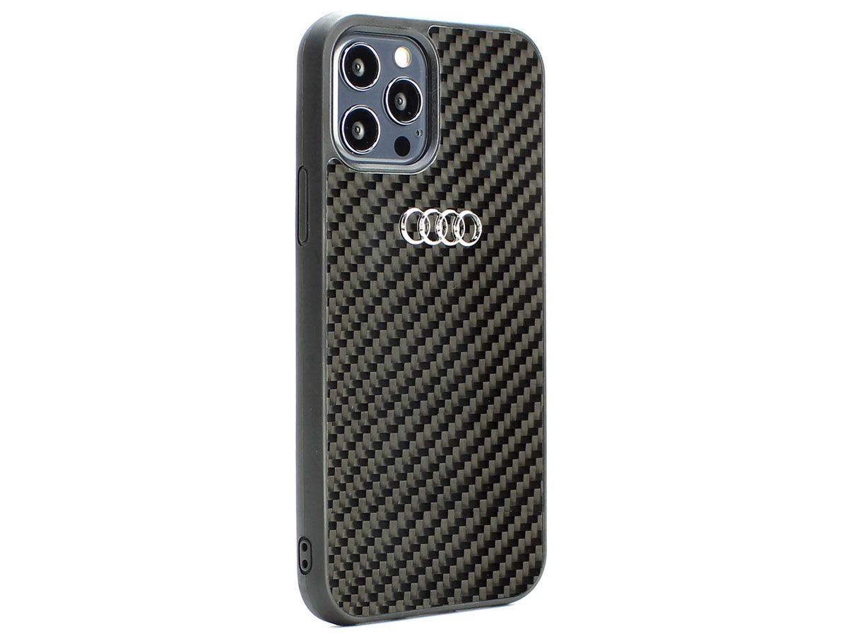 Audi Carbon-Fiber Case Zwart - iPhone 12/12 Pro hoesje