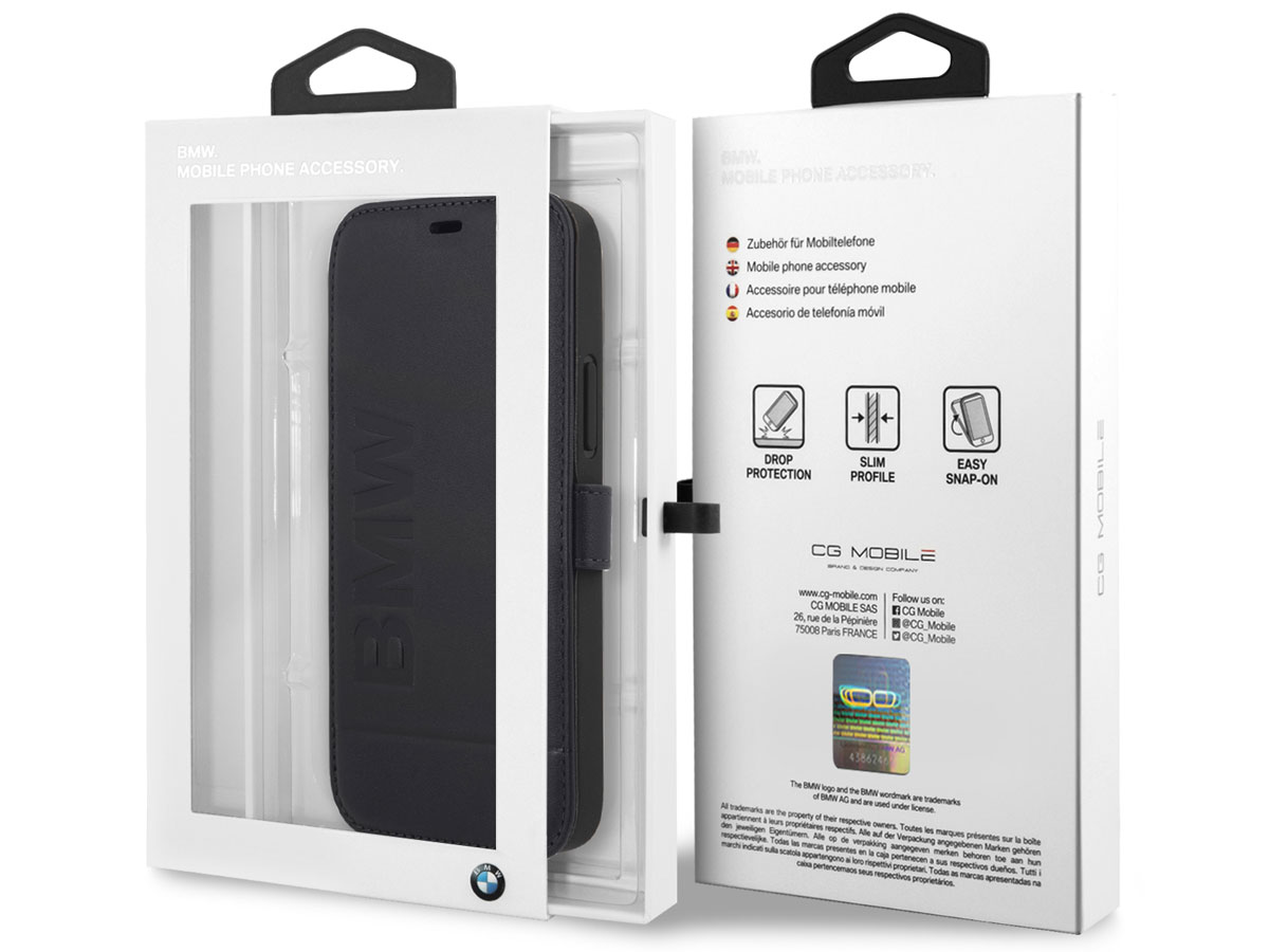 BMW Signature Bookcase Blauw Leer - iPhone 12/12 Pro hoesje